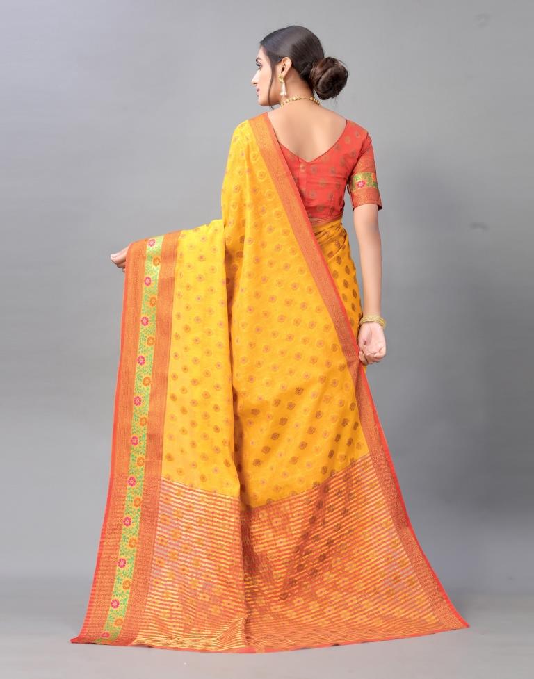 Turmeric Yellow Cotton Silk Saree