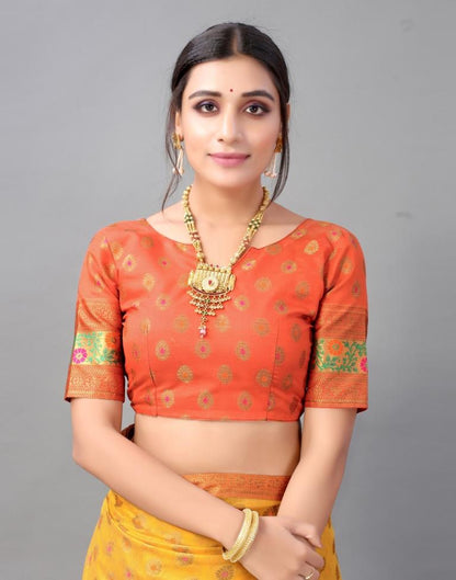 Peach Cotton Silk Saree