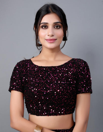 Wine And Black Woven Saree | 2324S212