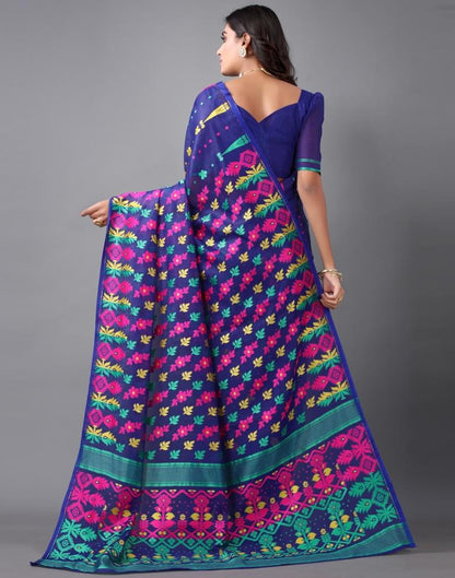 Royal Blue Jamdani Cotton Saree | 2325S2158