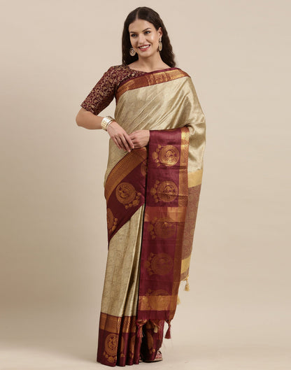 Beige Silk Saree