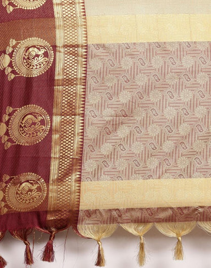 Beige Silk Saree
