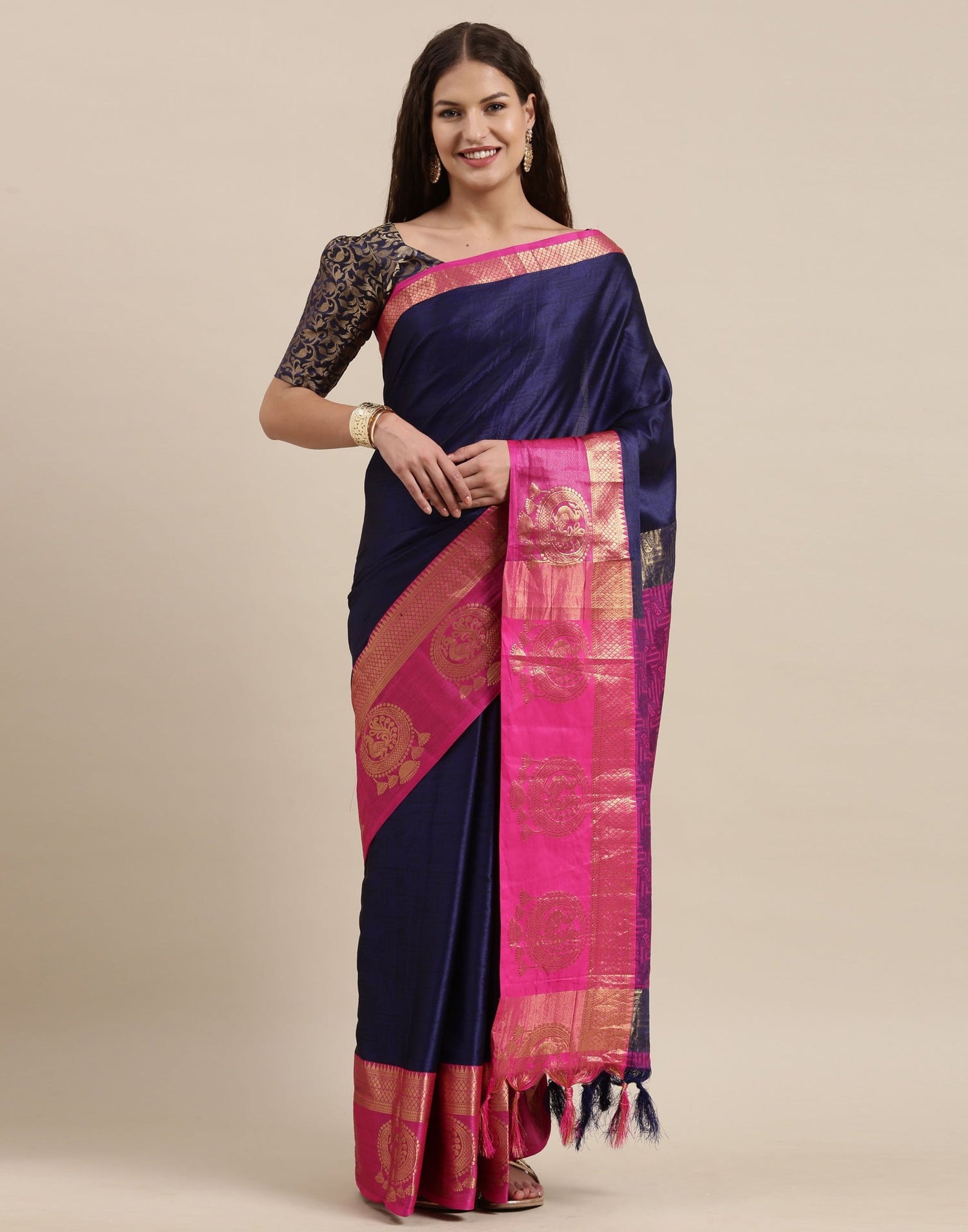 Navy Blue Silk Saree