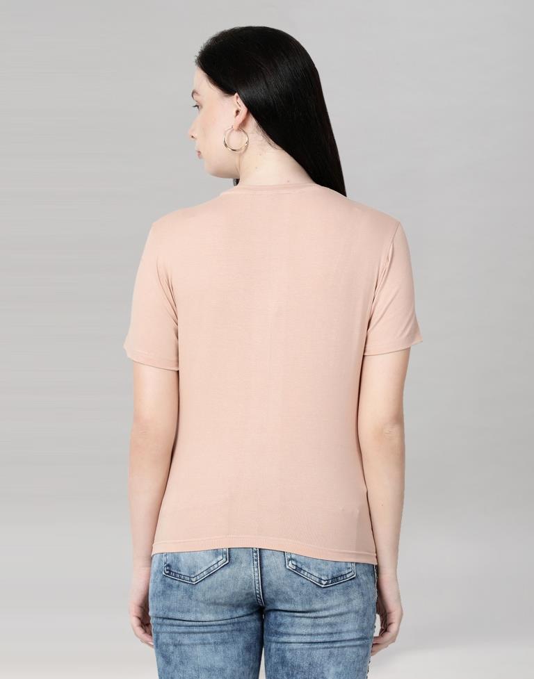 Baby Pink Colored Lycra Knitted T-shirt | SLV233TK4045