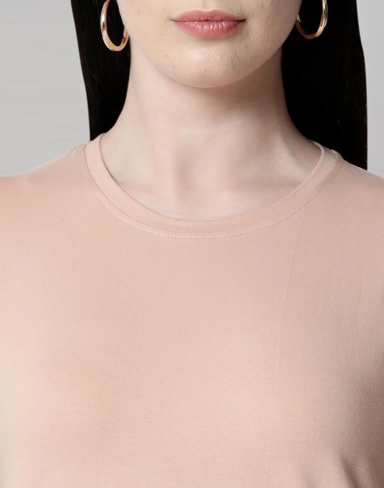 Baby Pink Colored Lycra Knitted T-shirt | SLV233TK4045