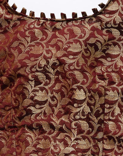 Beige And Maroon Silk Saree