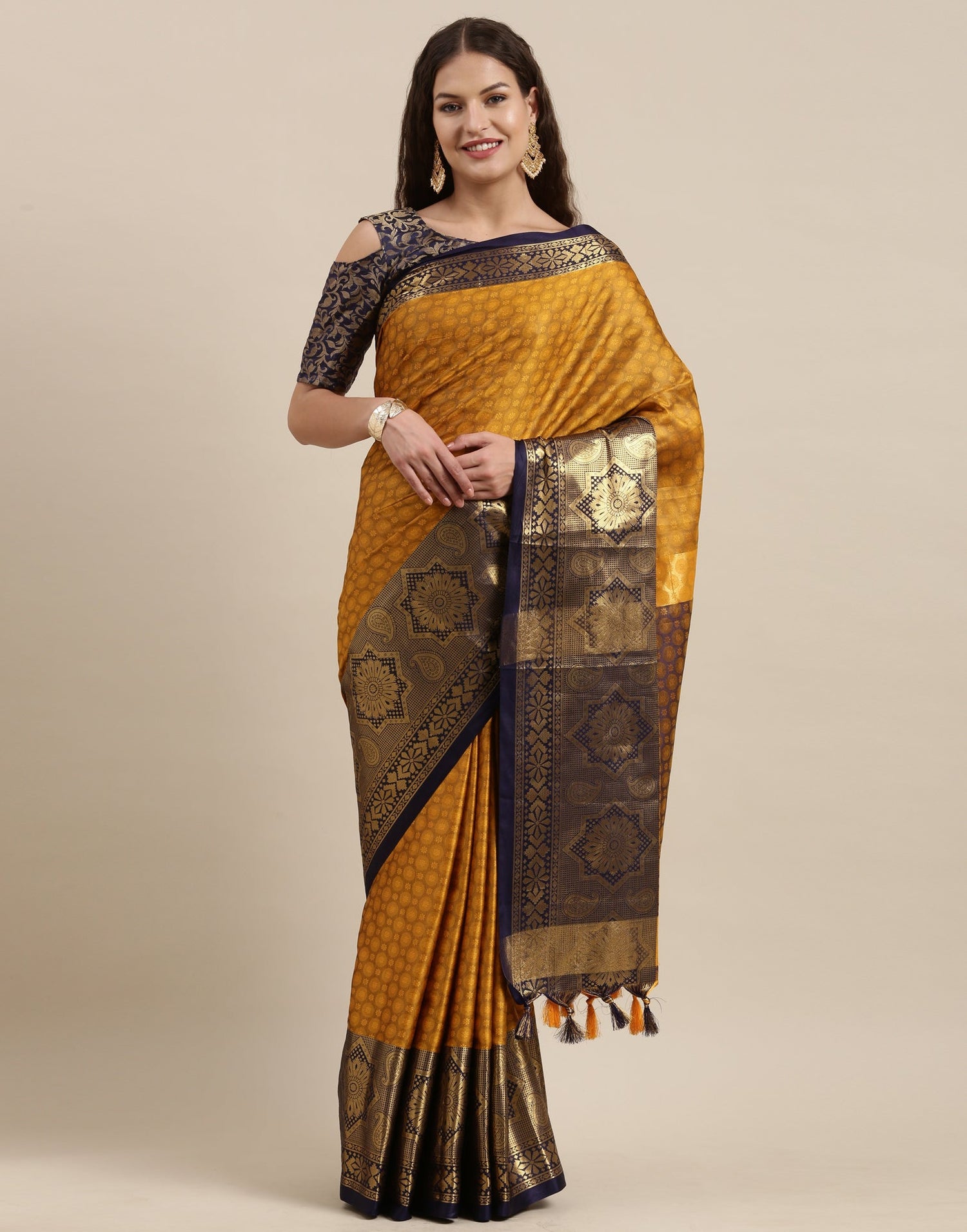 Mustard Yellow Silk Saree