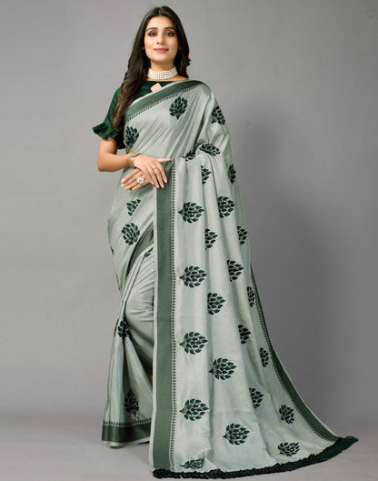 Greenish Grey Embroidered Saree | SLV2358S2201