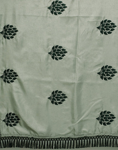 Greenish Grey Embroidered Saree | SLV2358S2201