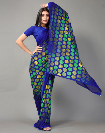 Royal Blue Printed Saree | SLV2359S105