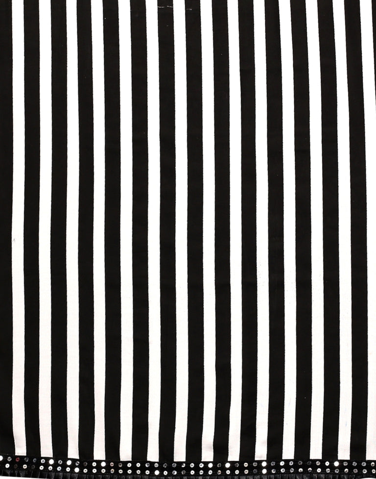 White and Black Printed Saree | SLV2359S112