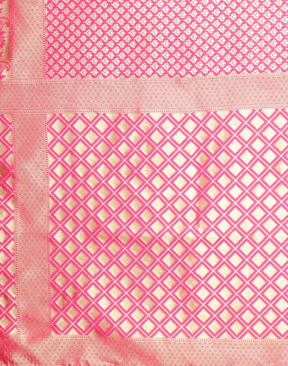 Pink And Golden Silk Saree