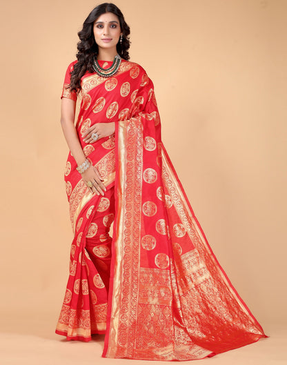 Red And Golden Silk Saree