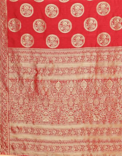 Red And Golden Silk Saree