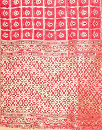 Neon Pink And Golden Silk Saree