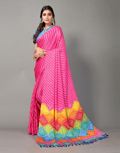 Pink Bandhani Silk Saree | SLV2362S565