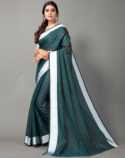 Dark Teal Cotton Saree | SLV2363S584