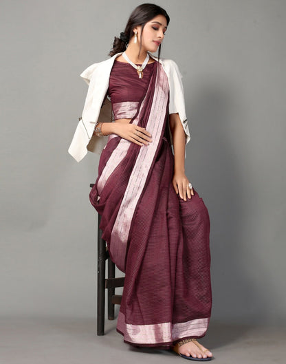 Wine Cotton Saree | SLV2363S585