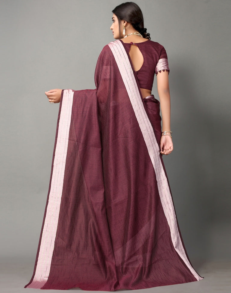 Wine Cotton Saree | SLV2363S585
