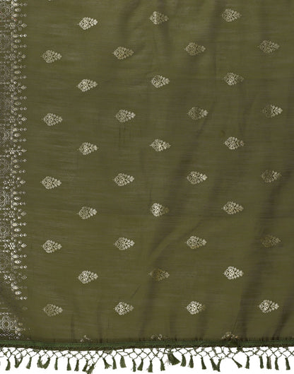 Dark Olive Green Cotton Saree | SLV2367S241