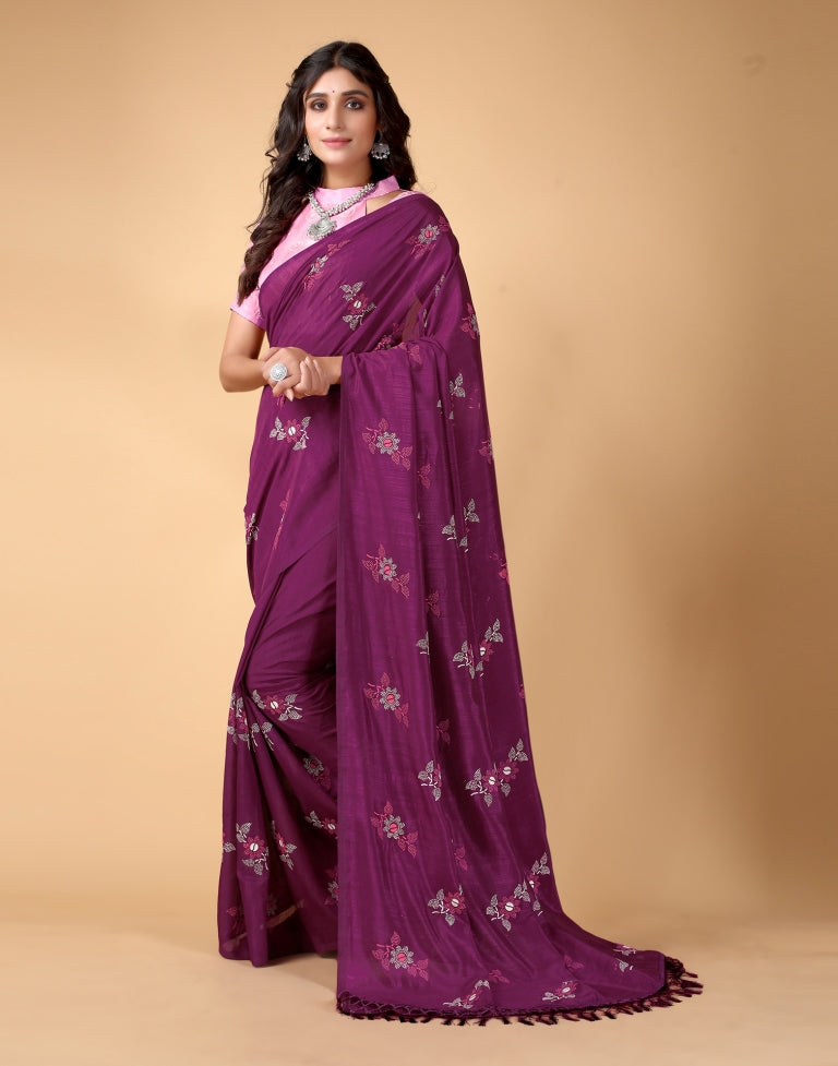 Wine Silk Saree | SLV2367S248