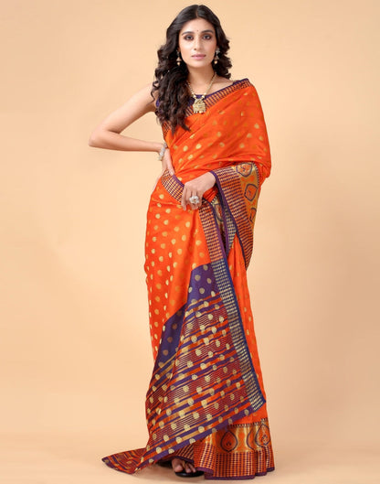 Orange Banarasi Silk Saree | SLV2372S148