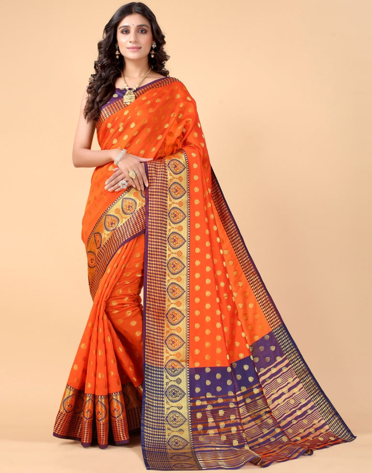 Orange Banarasi Silk Saree | SLV2372S148
