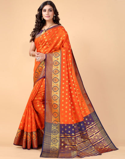 Orange Banarasi Silk Saree | SLV2372S148