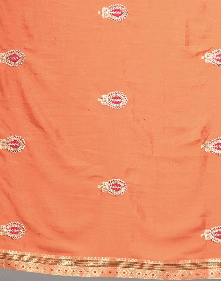 Light Orange Embroidery Saree