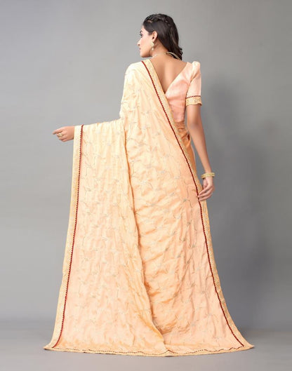 Peach Chinon Saree