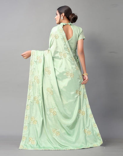 Pista Green Chinon Saree