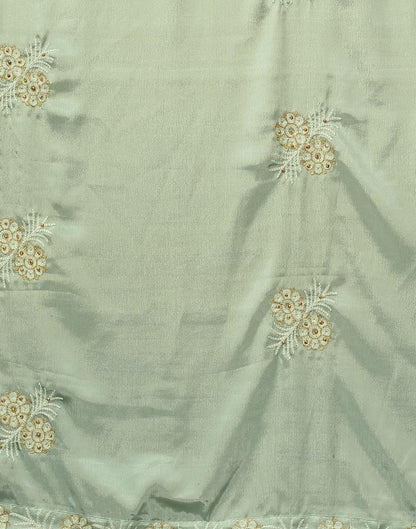 Pista Green Chinon Saree