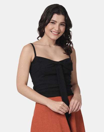 Black Colored Lycra Knitted Top | SLV237TK4075