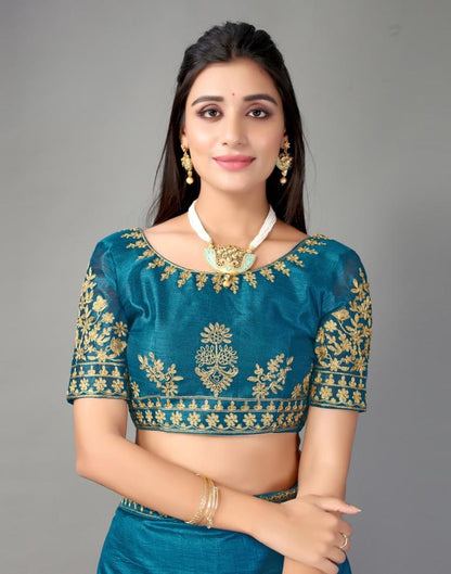 Teal Blue Silk Saree