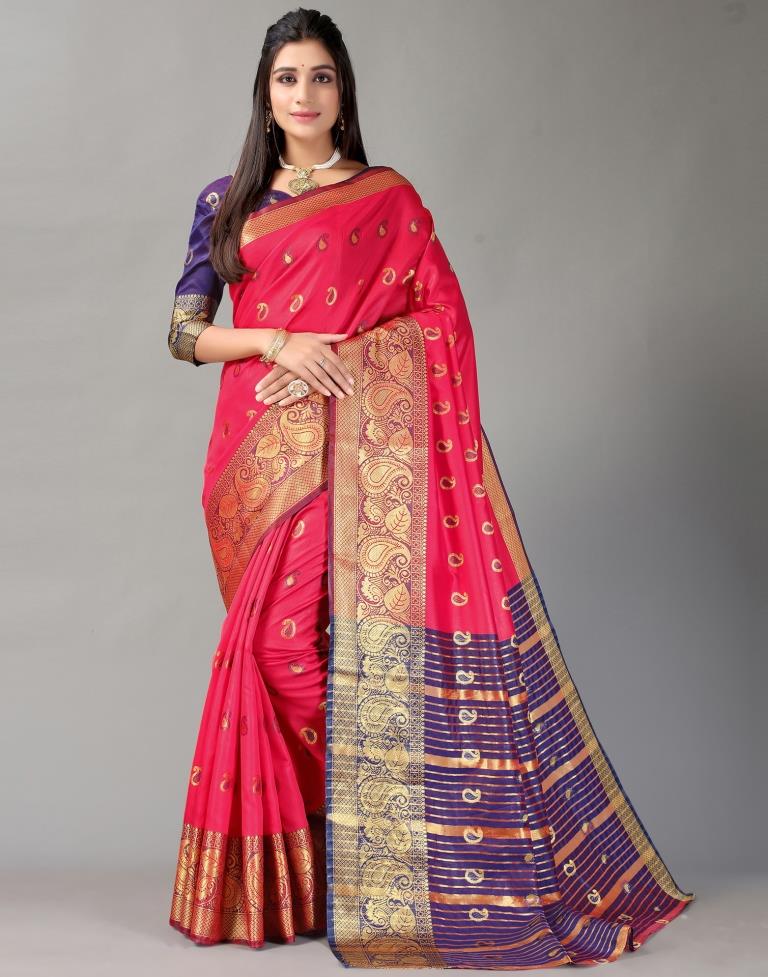 Cherry Red Silk Saree