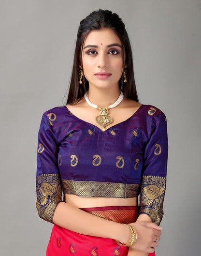 Cherry Red Silk Saree