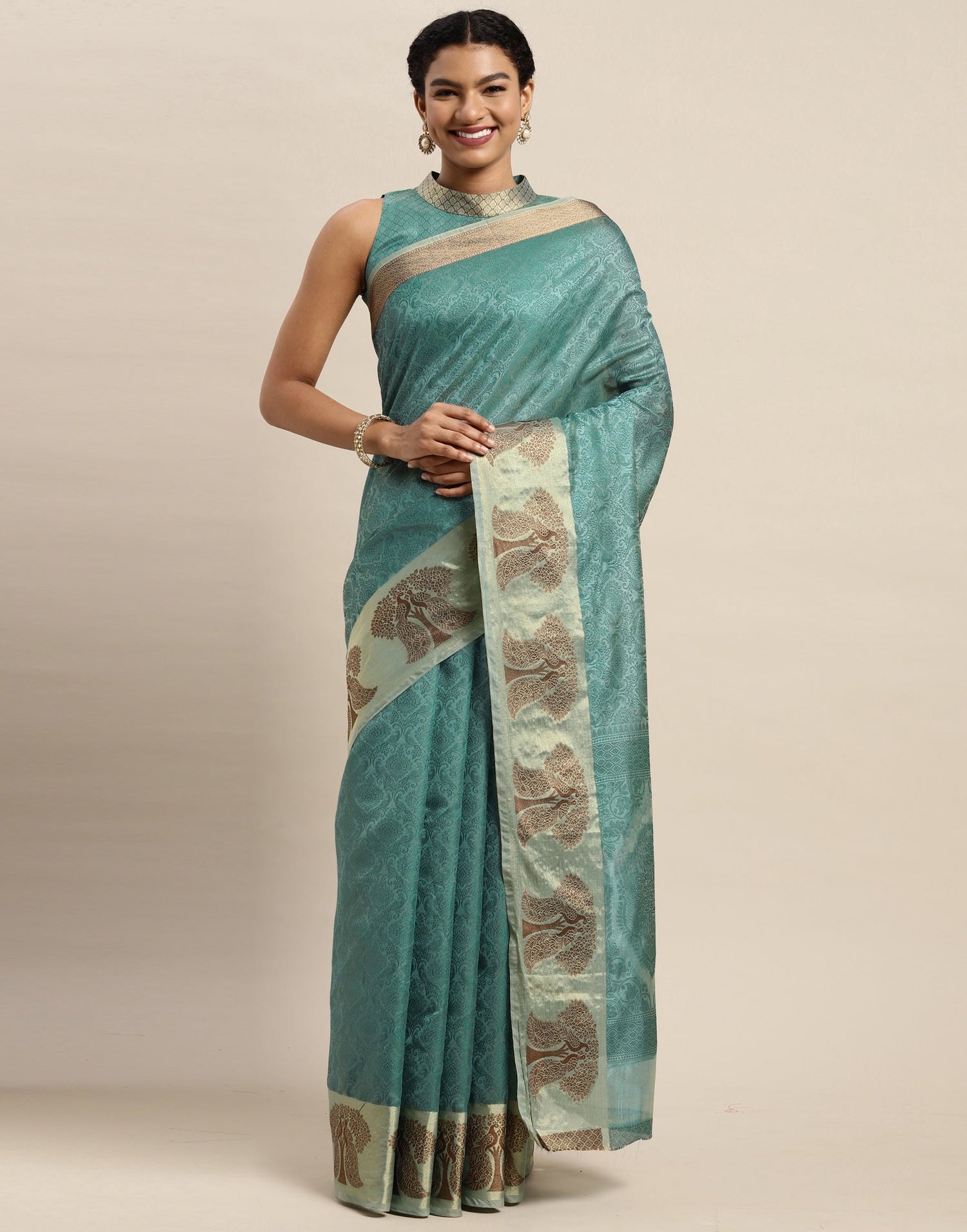 Aqua Green Organza Saree