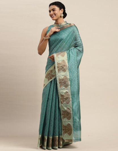 Aqua Green Organza Saree