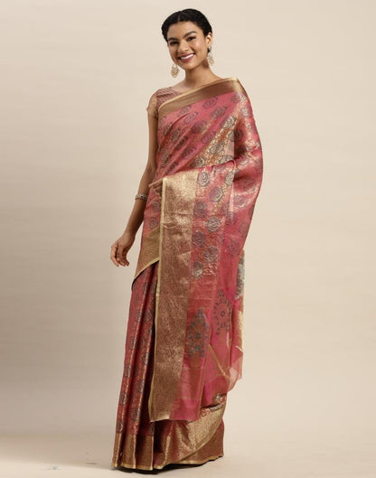 Onion Pink Organza Saree