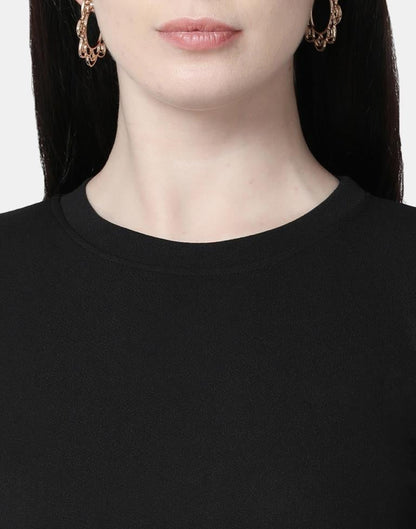 Black Colored Lycra Knitted Top | SLV238TK4085