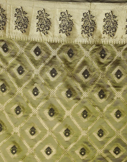 Dark Olive Green Organza Saree