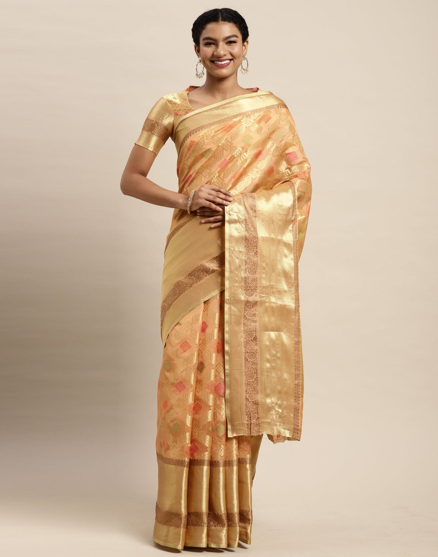 Peach Organza Saree