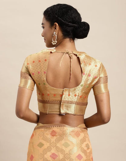 Peach Organza Saree
