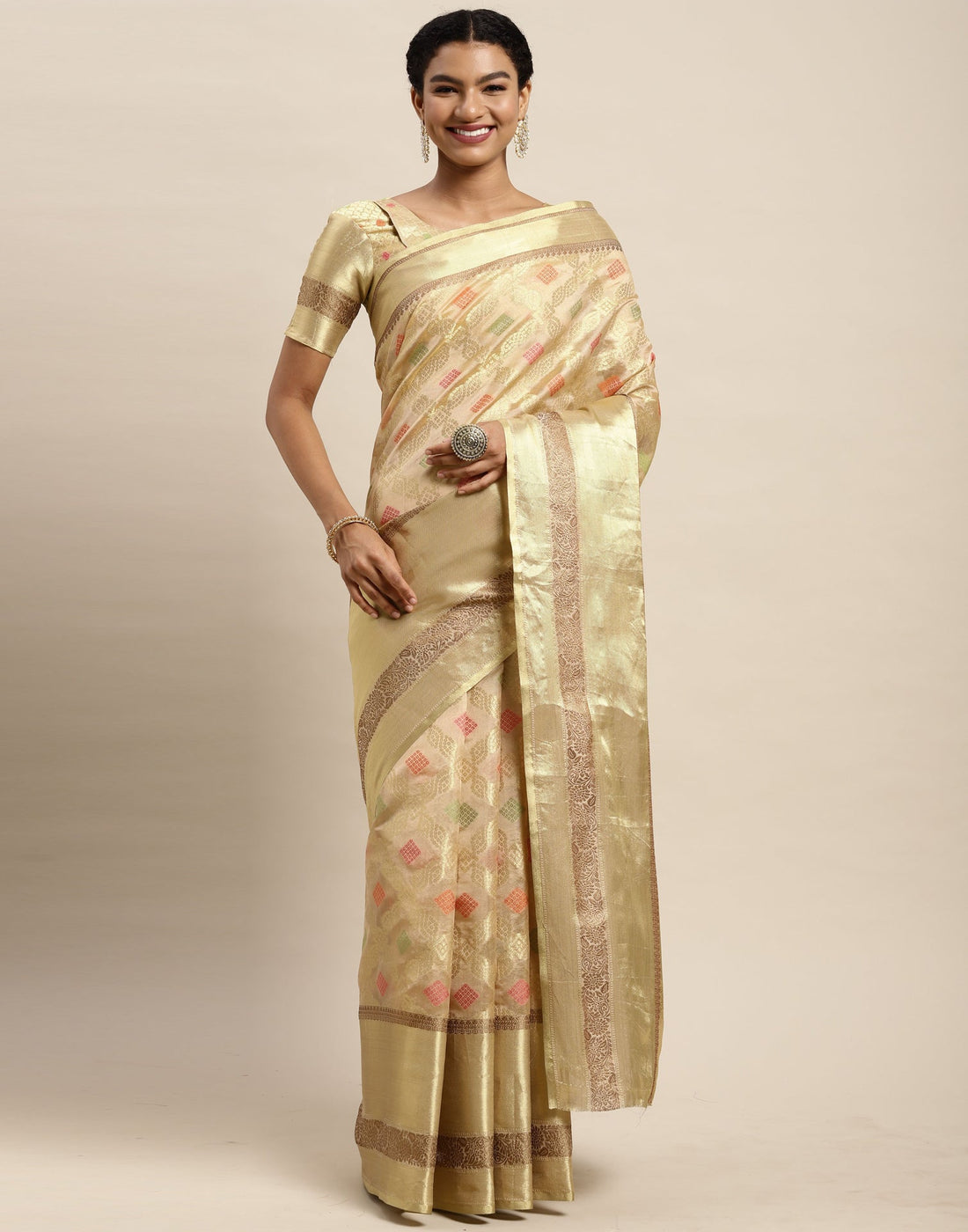 Golden Organza Saree