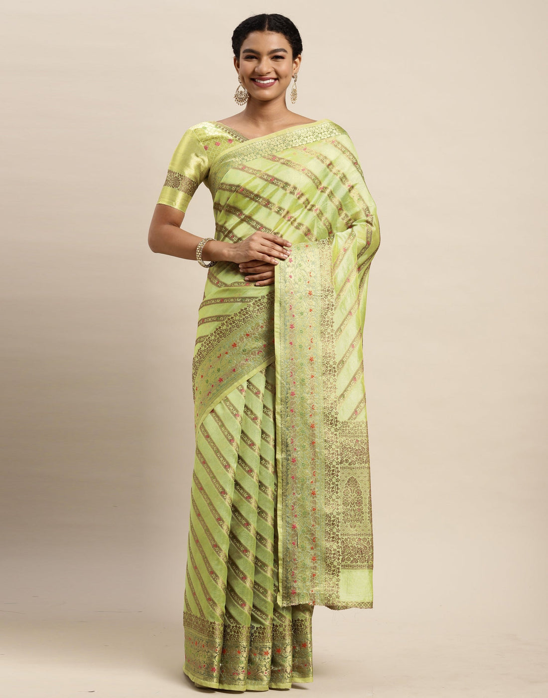 Pista Green Organza Saree