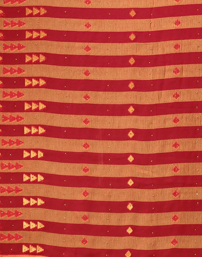 Red And Golden Chiffon Saree