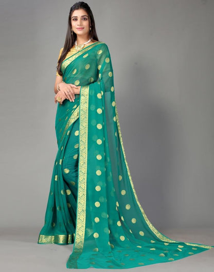 Rama Green Chiffon Saree