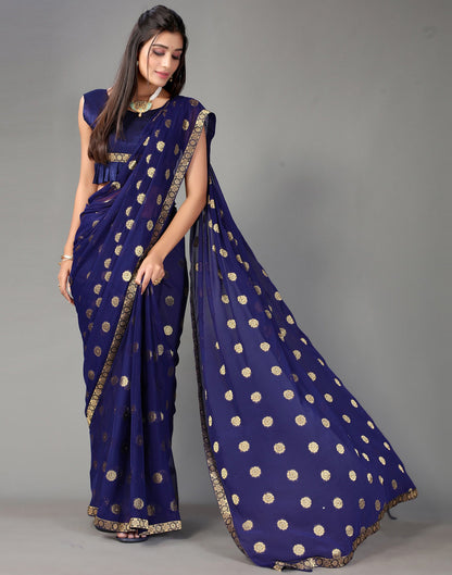 Navy Blue Chiffon Saree