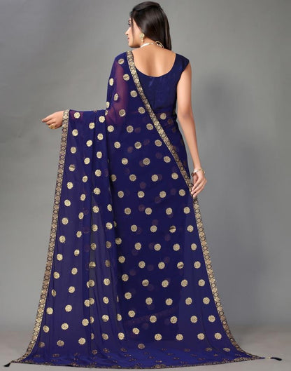 Navy Blue Chiffon Saree
