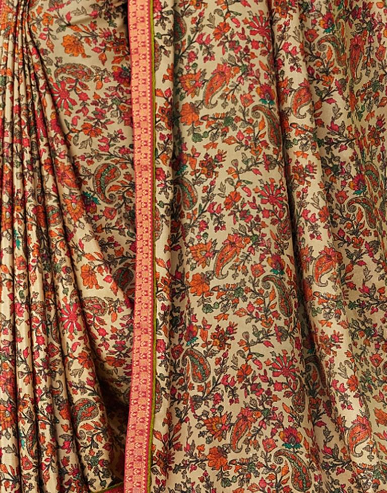 Beige Silk Saree